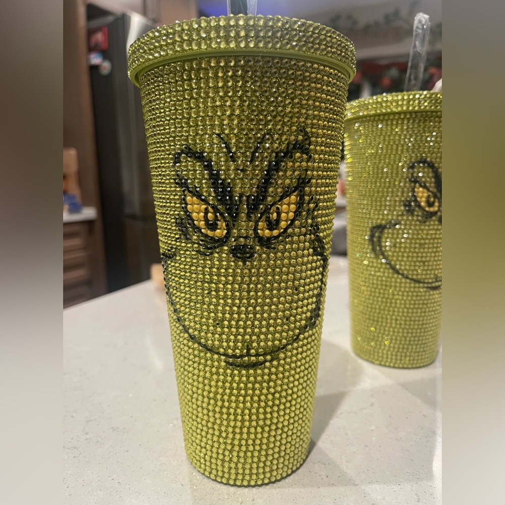 Dr. Seuss Grinch blinged Green Rhinestone Tumbler